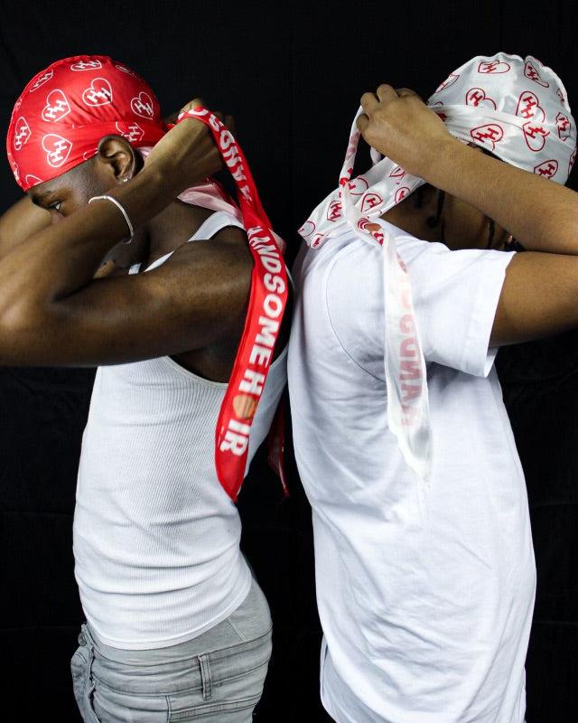 White & Red Reversible Durag
